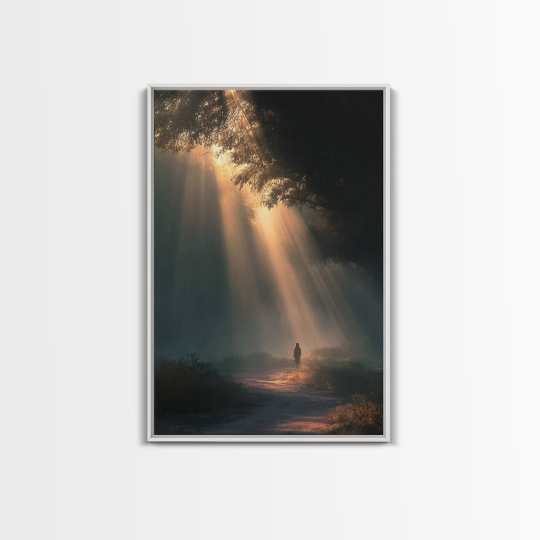 Dawn Journey – Framed Canvas Print – Christian Wall Art – Jesus Painting – Christian Art Canvas – Moody Christian Art – Christian Decor