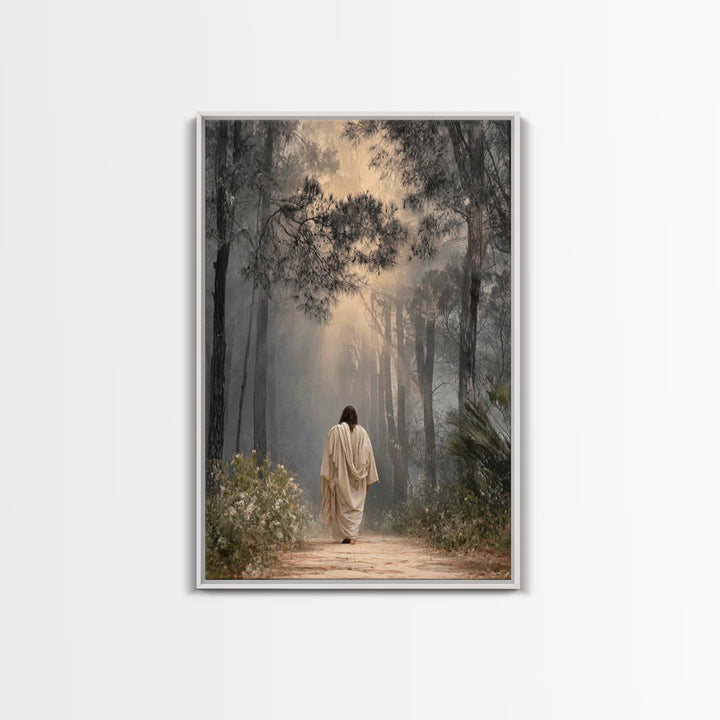 Golden Path – Framed Canvas Print – Christian Art Print – Christian Wall Art – Subtle Christian Art – Jesus Painting – Christmas Decor