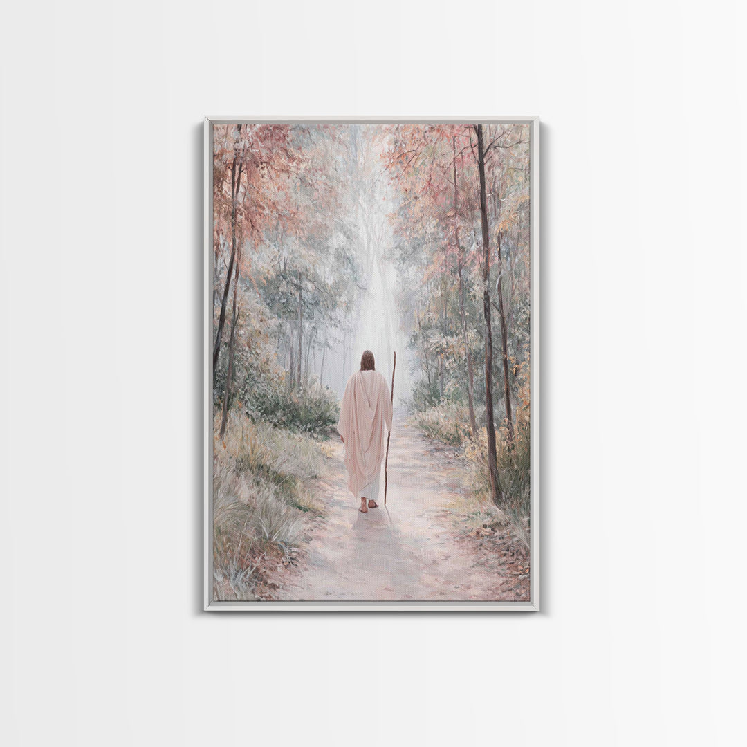 Radiant Forest Path – Framed Canvas Print – Christian Wall Art – Jesus Painting – Christian Art Canvas – Subtle Christian Art – Christmas A