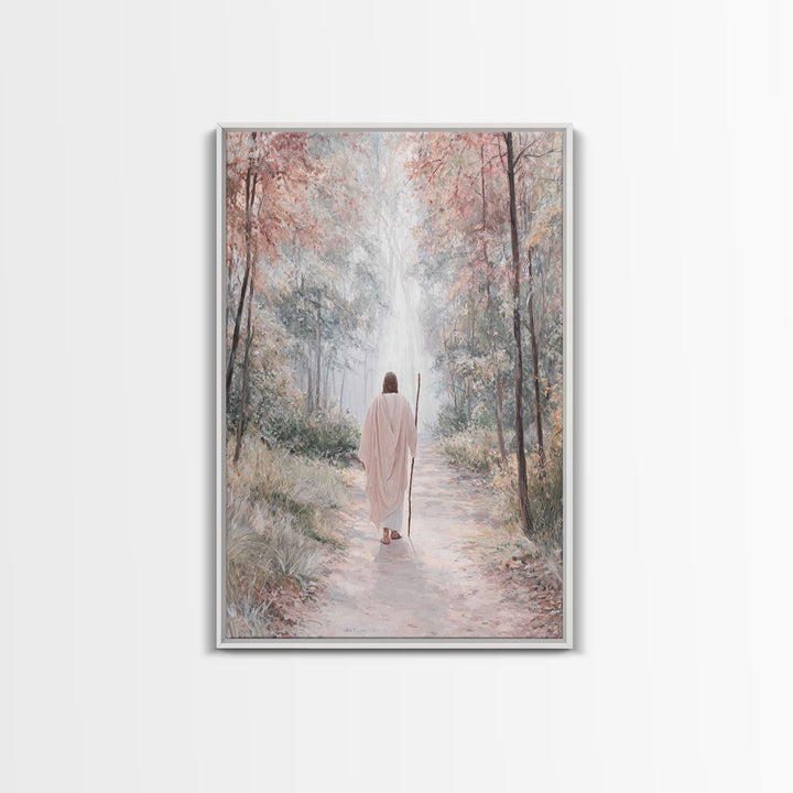 Radiant Forest Path – Framed Canvas Print – Christian Wall Art – Jesus Painting – Christian Art Canvas – Subtle Christian Art – Christmas A