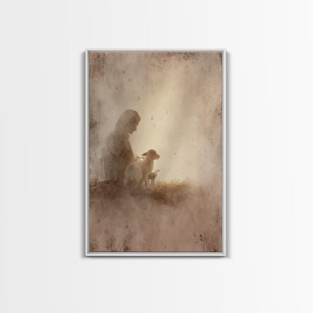 Gentle Guardian – Framed Canvas Print – Christian Art Canvas – Christian Wall Art – Christmas Art – Subtle Christian Art – Christian Decor