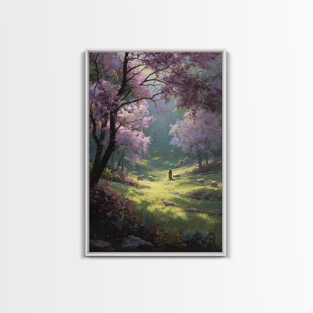 Valley Of Grace – Framed Canvas Print – Jesus Painting – Christian Wall Art – Christian Art Canvas – Christian Gift Ideas – Modern Christia