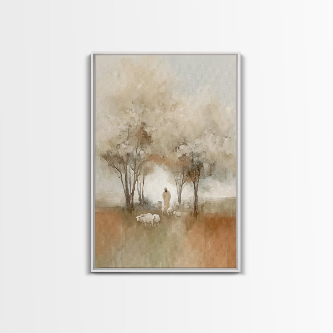 Blooming Shepherd Path | Framed Canvas Print | Christian Art Canvas | Christian Wall Art | Christian Art Gift | Jesus Painting | Subtle Chr