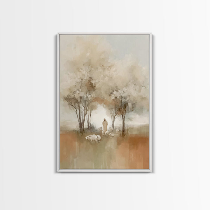 Blooming Shepherd Path | Framed Canvas Print | Christian Art Canvas | Christian Wall Art | Christian Art Gift | Jesus Painting | Subtle Chr