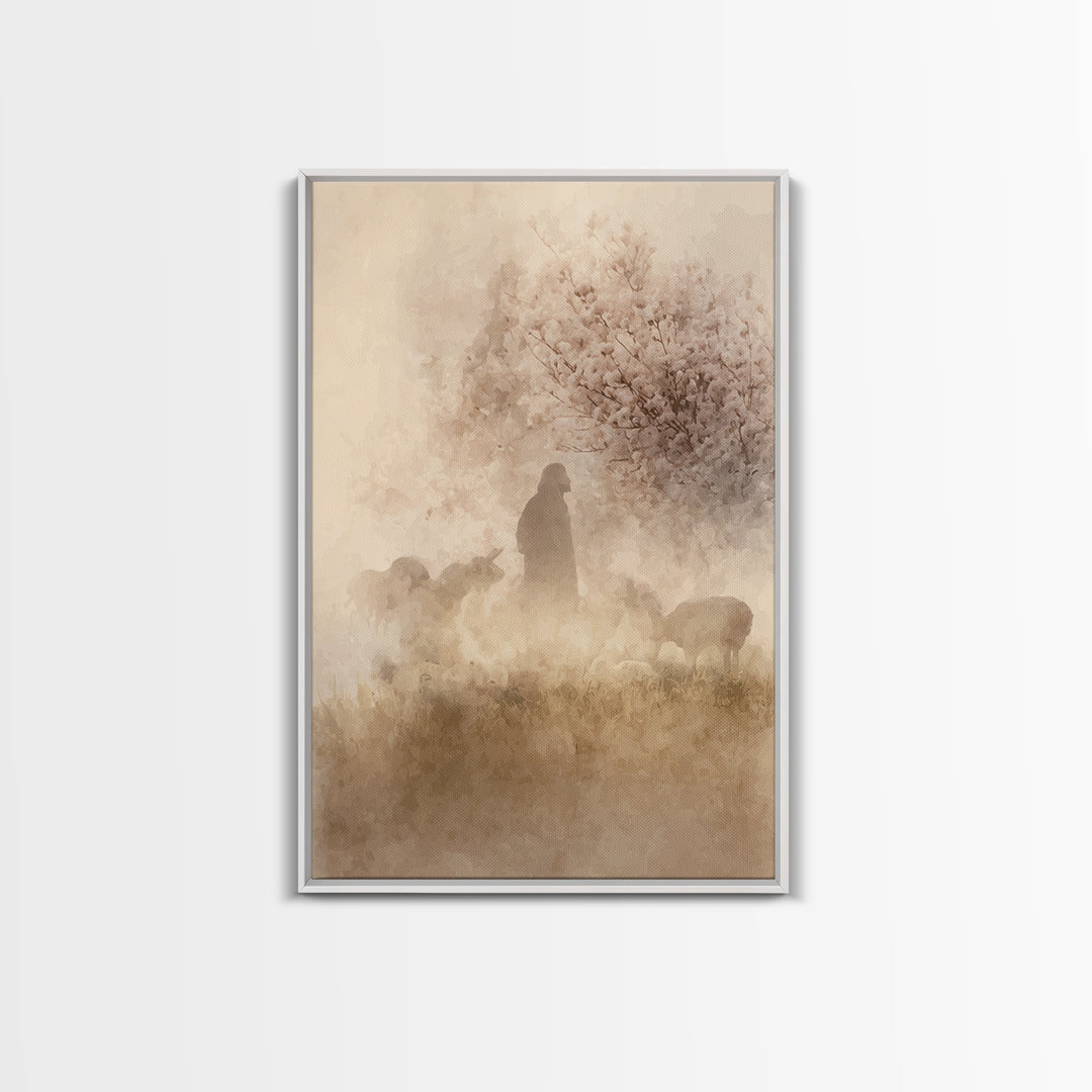 Light Of The Meadow – Framed Canvas Print – Christian Wall Art – Christian Art Canvas – Christian Gift Ideas – Jesus Painting – Christian A
