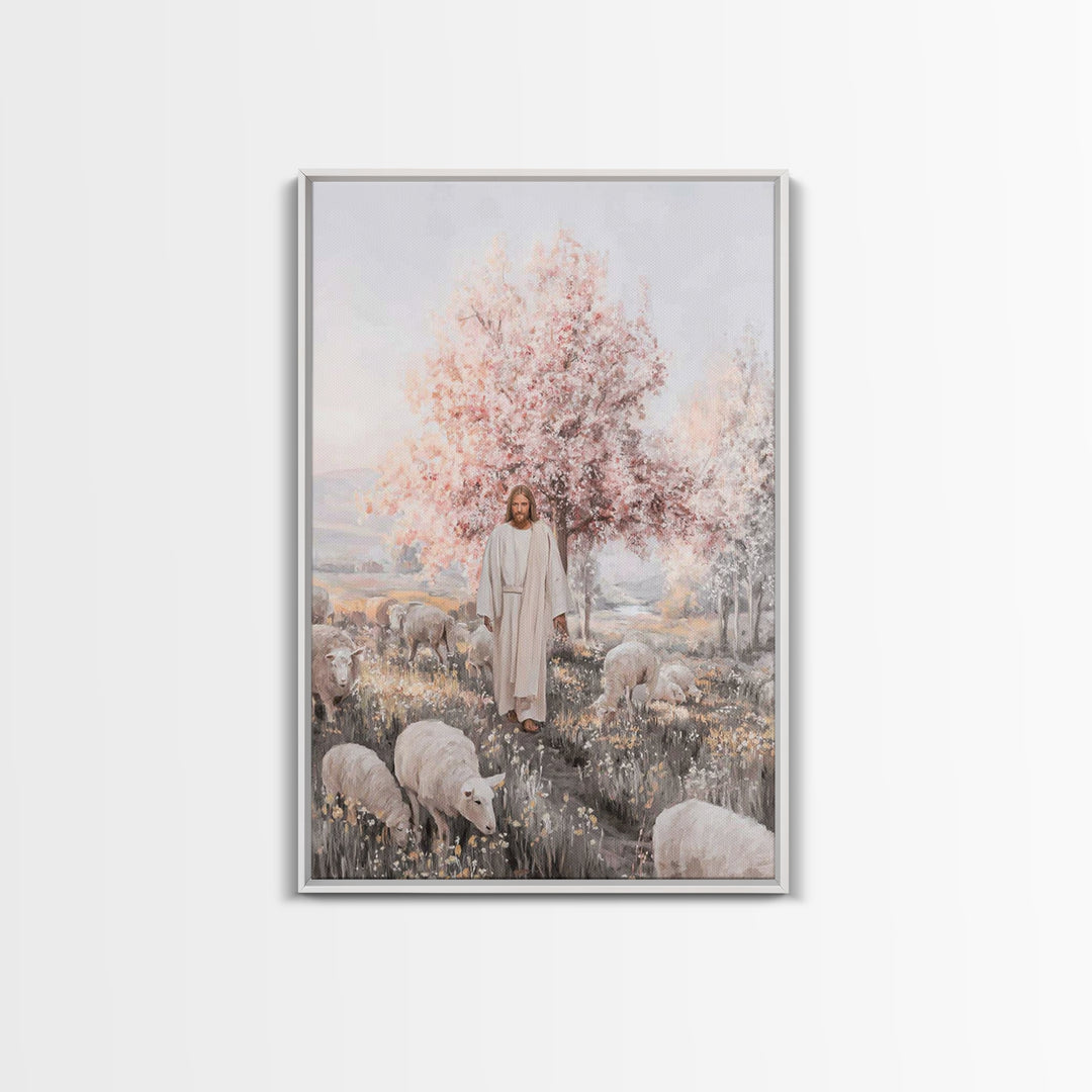Blossoms Of Salvation, Framed Canvas Print, Christian Art Canvas, Christian Wall Art, Jesus Painting, Christian Gift Ideas, Subtle Christia