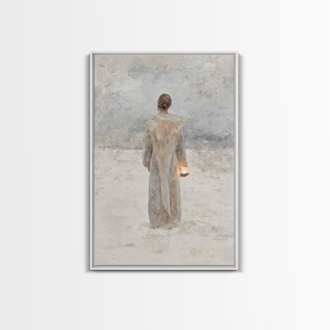 Guardian Of Stillness – Framed Canvas Print – Minimalist Christian Art – Christian Wall Art – Subtle Christian Art – Christian Art Canvas –
