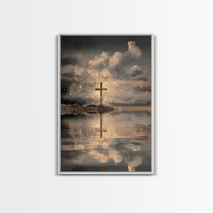 Dawn Of The Cross – Framed Canvas Print – Christian Art Canvas – Minimalist Christian Art – Christian Wall Art – Christian Decor – Subtle C