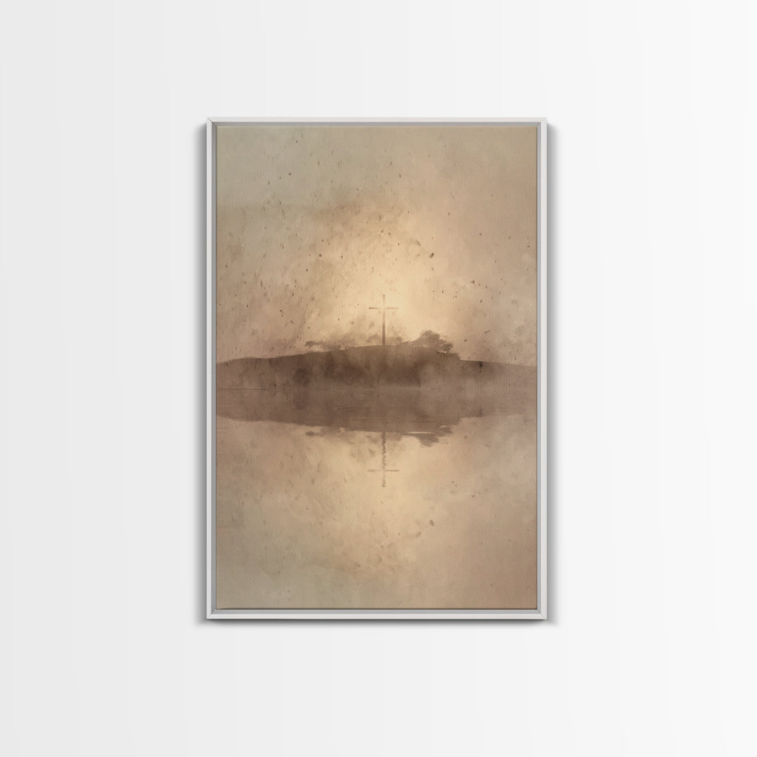 Eternal Crosslight – Framed Canvas Print – Christian Wall Art – Christian Art Canvas – Moody Christian Art – Vintage Christian Art – Christ