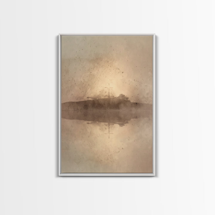 Eternal Crosslight – Framed Canvas Print – Christian Wall Art – Christian Art Canvas – Moody Christian Art – Vintage Christian Art – Christ
