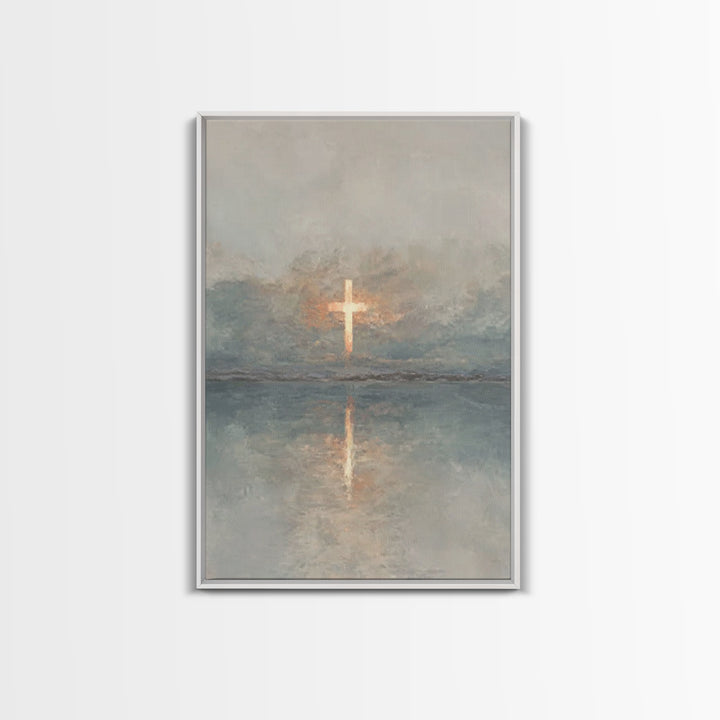 Radiant Cross Sky – Framed Canvas Print – Christian Wall Art – Christian Art Canvas – Minimalist Christian Art – Subtle Christian Art – Chr