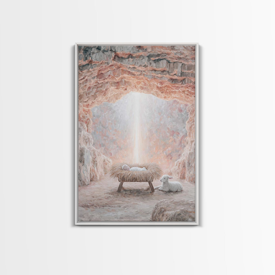 Manger Of Glory – Framed Canvas Print – Christian Christmas Art – Christian Wall Art – Christian Art Canvas – Birth Of Jesus Painting – Chr