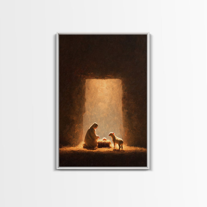 Humble Nativity – Framed Canvas Print – Christian Art Canvas – Christian Wall Art – Christmas Art – Christian Christmas Art – Christian Dec