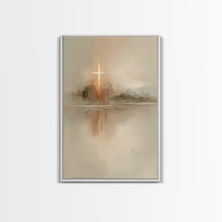 Reflected Hope Cross – Framed Canvas Print – Christian Wall Art – Abstract Christian Art – Christian Art Canvas – Christian Decor