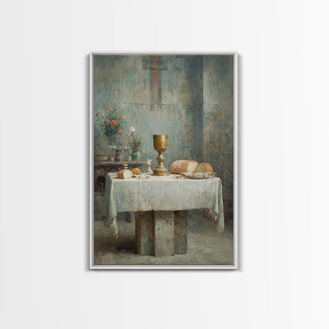 Table Of Grace | Framed Canvas Print | Christian Art Canvas | Christian Wall Art | Vintage Christian Art | Christian Art Gift