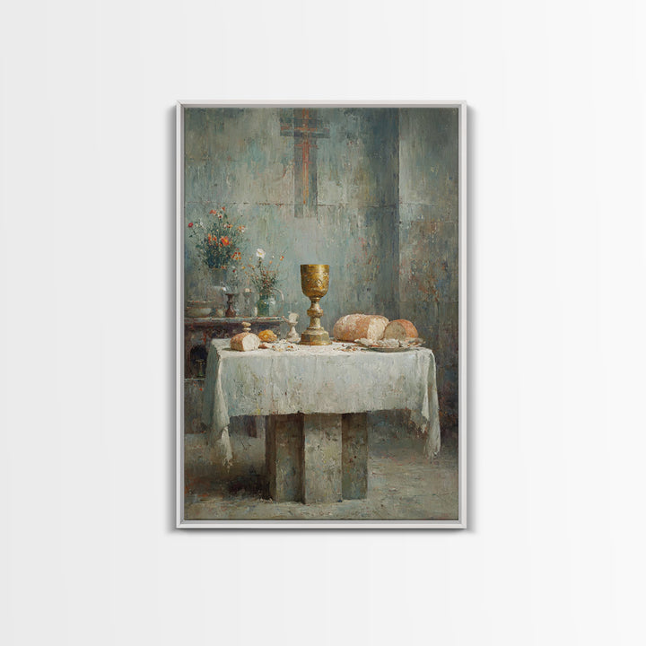 Table Of Grace | Framed Canvas Print | Christian Art Canvas | Christian Wall Art | Vintage Christian Art | Christian Art Gift