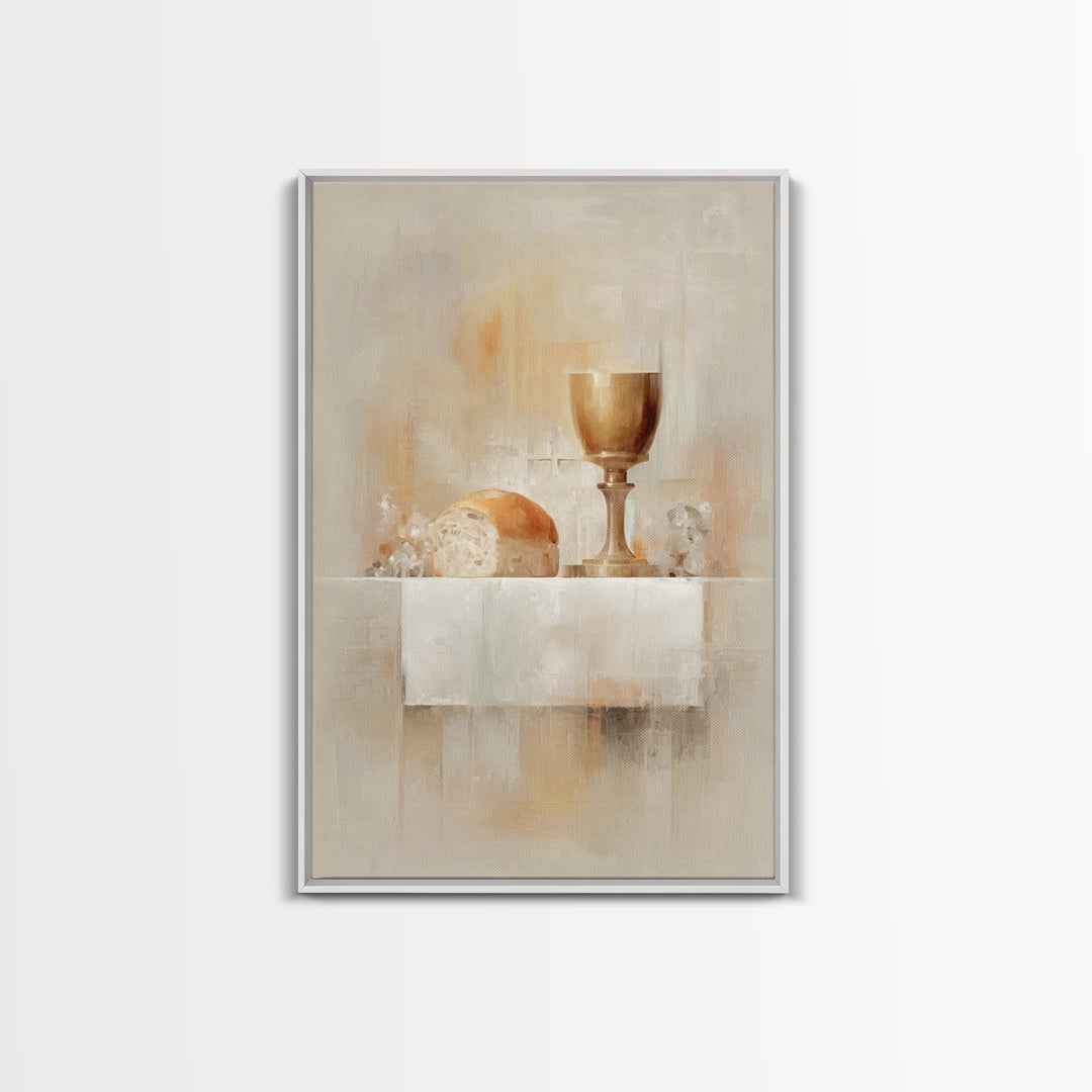Holy Offering Light, Framed Canvas Print, Christian Wall Art, Minimalist Christian Art, Christian Art Print, Subtle Christian Paintings