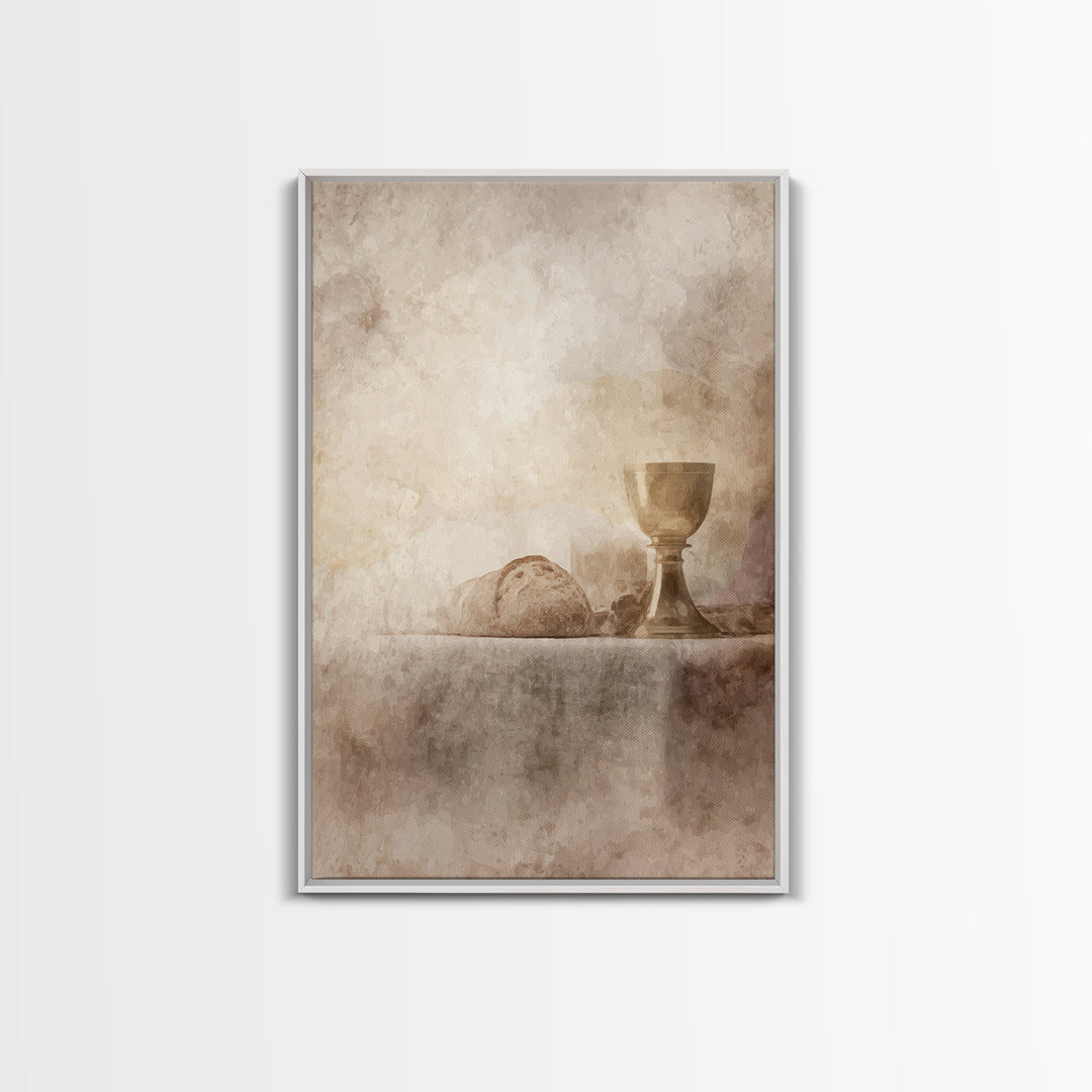 Quiet Communion Table | Framed Canvas Print | Christian Art Work | Christian Wall Art | Subtle Christian Art | Christian Decor