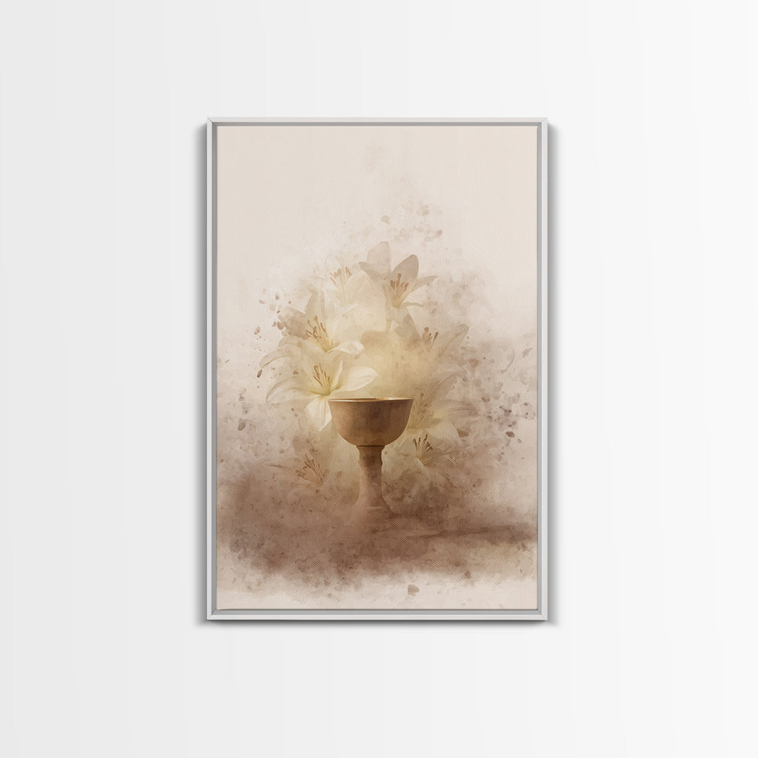 Lily Cup Blessing – Framed Canvas Print – Christian Wall Art – Christian Art Canvas – Unique Christian Art – Christian Decoration