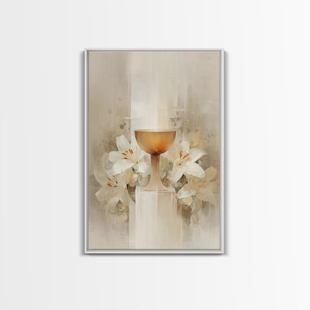 Radiant Chalice Bloom, Framed Canvas Print, Christian Wall Art, Christian Art Canvas, Modern Christian Painting, Christian Gift Ideas