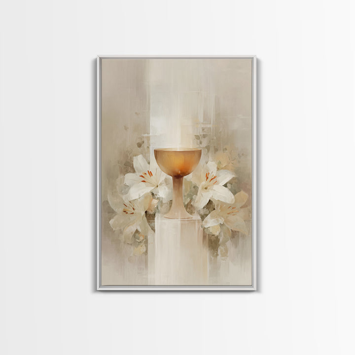 Radiant Chalice Bloom, Framed Canvas Print, Christian Wall Art, Christian Art Canvas, Modern Christian Painting, Christian Gift Ideas