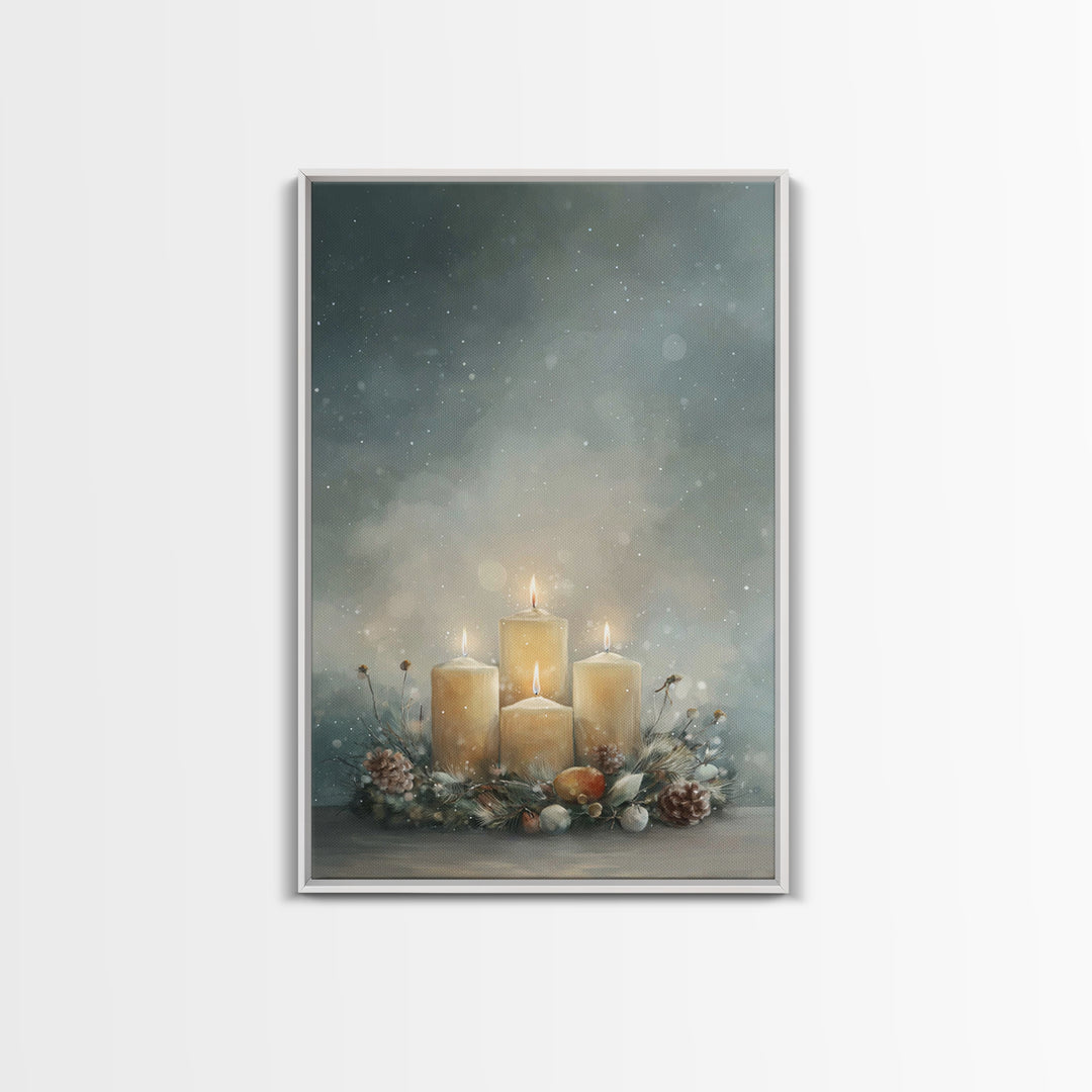Winter Sanctuary Glow - Framed Canvas Print - Christian Wall Art - Christmas Art - Christian Christmas Art - Christian Decor - Christian Ar