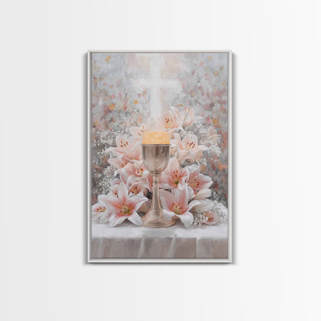 Cross Of Renewal | Framed Canvas Print | Christian Wall Art | Christian Art Canvas | White Christian Art | Christian Gift