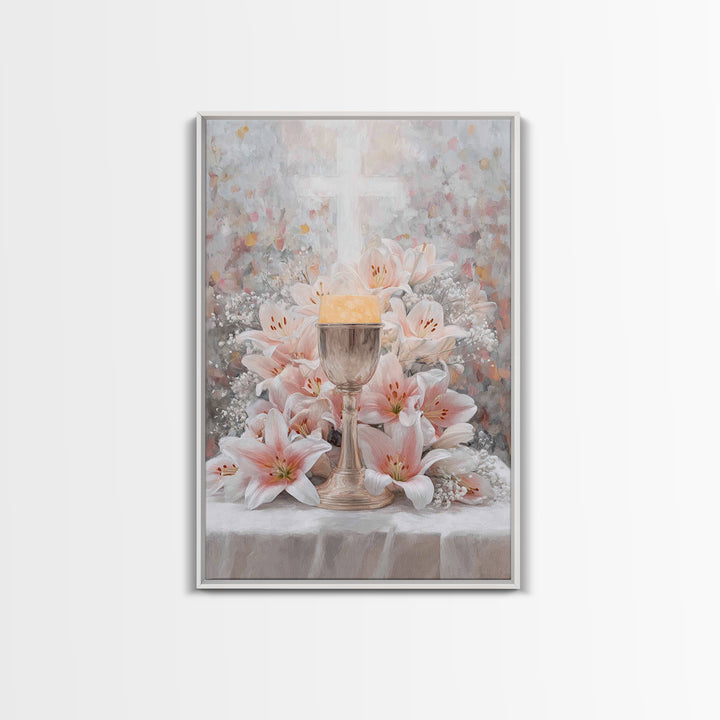 Cross Of Renewal | Framed Canvas Print | Christian Wall Art | Christian Art Canvas | White Christian Art | Christian Gift