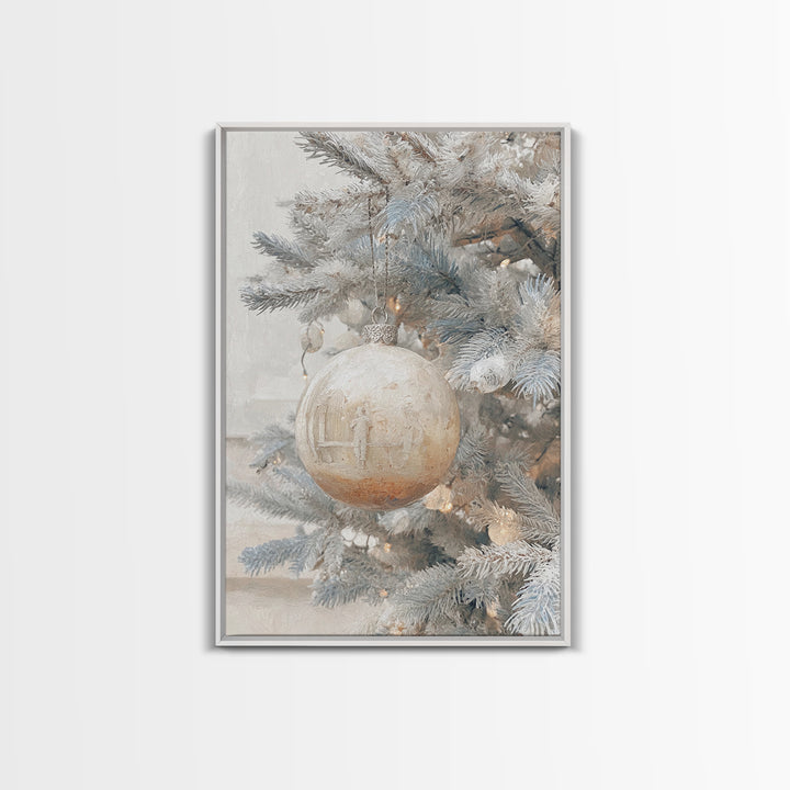 Winter Nativity Sphere – Framed Canvas Print – Christmas Art Prints – Christian Christmas Art – Framed Christmas Wall Art – Christian Decor