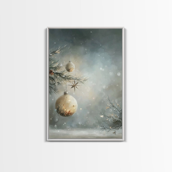 Frosted Star Ornament – Framed Canvas Print – Christmas Art – Christian Christmas Decor – Holiday Art – Christmas Canvas Wall Art – Winter