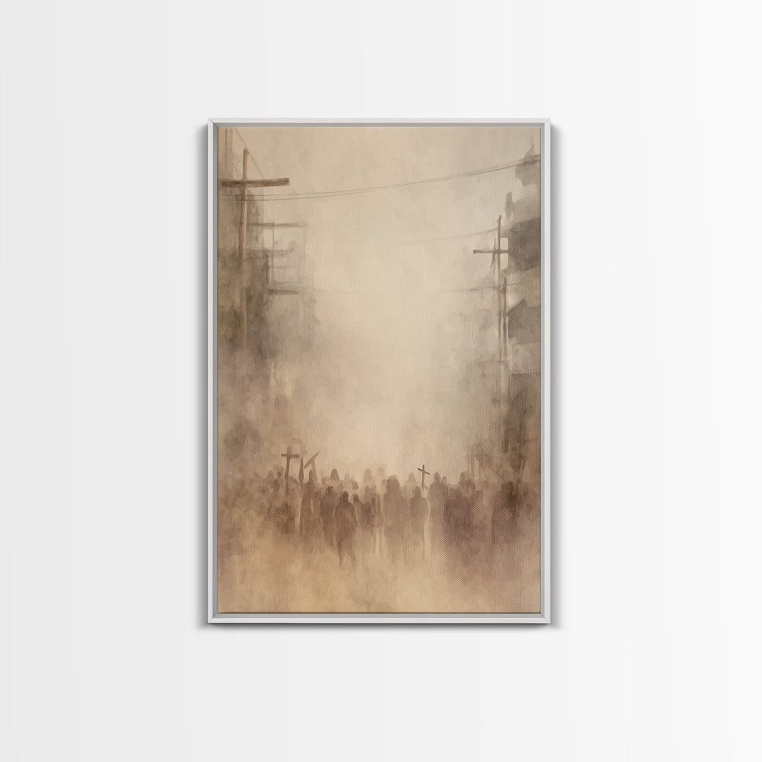 Dust Of Calvary – Framed Canvas Print – Christian Painting – Christian Wall Art – Abstract Christian Art – Moody Christian Art – Large Chri