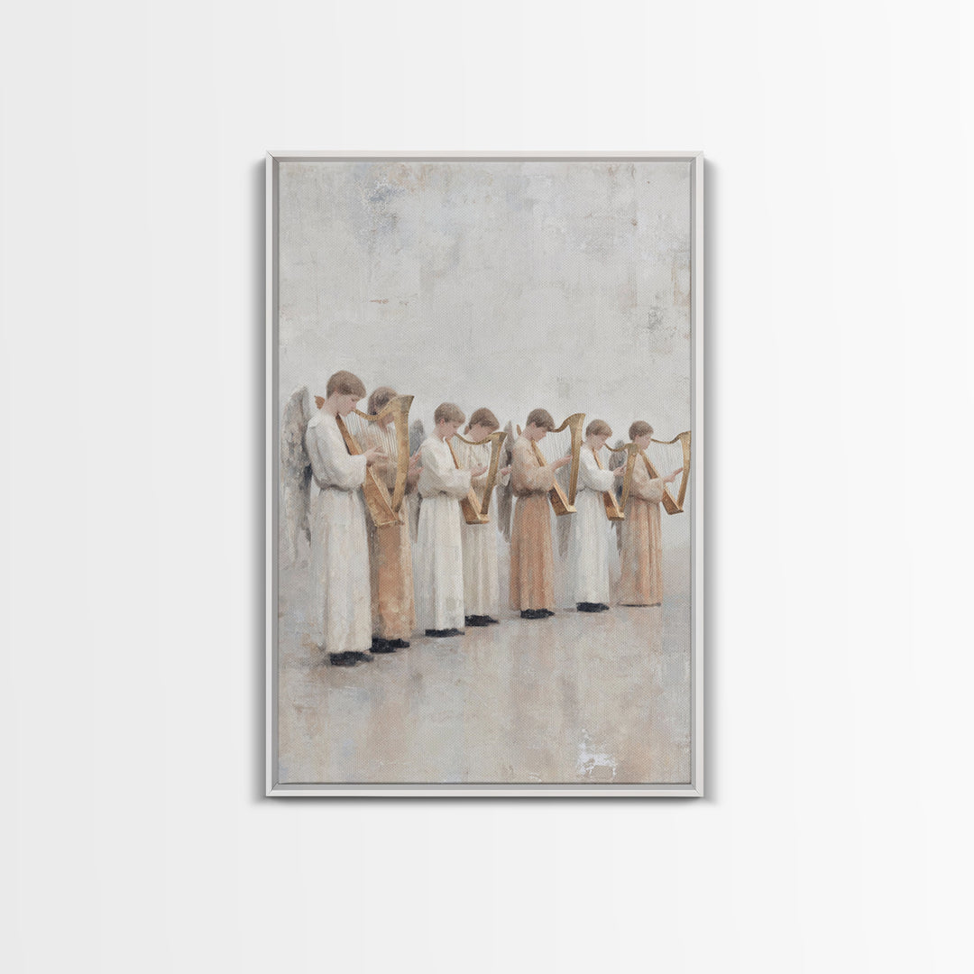 Seraphim In White – Framed Canvas Print – Christian Wall Art – Angel Art – Christian Art Print – Christian Painting – Subtle Christian Art