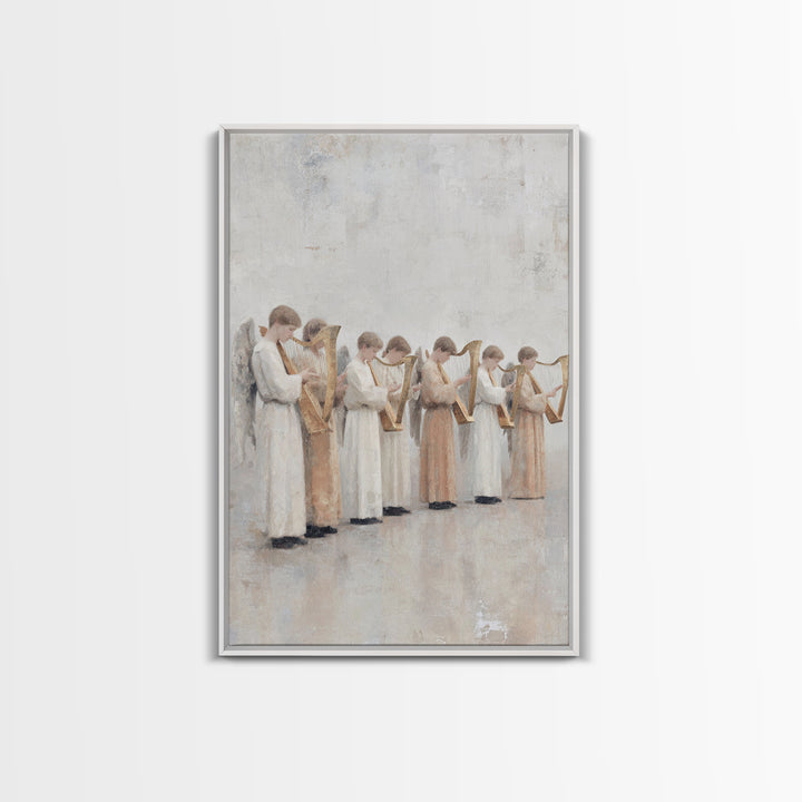 Seraphim In White – Framed Canvas Print – Christian Wall Art – Angel Art – Christian Art Print – Christian Painting – Subtle Christian Art