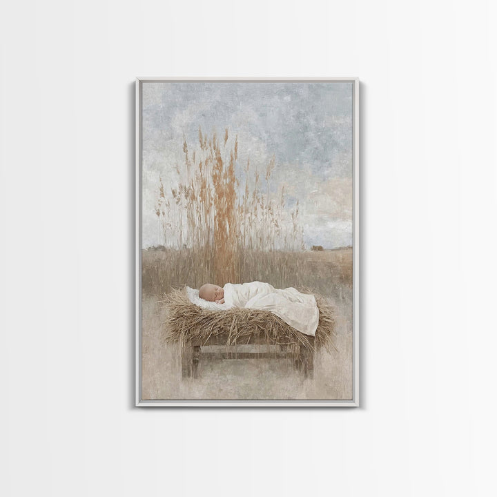 Peaceful Nativity Field | Framed Canvas Print | Christian Art Canvas | Christian Christmas Art | Christian Wall Art | Christian Gift | Chri