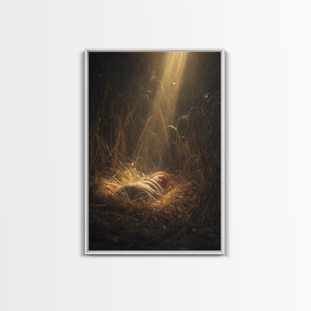 Divine Arrival, Framed Canvas Print, Christian Art Canvas, Christian Christmas Art, Christian Wall Art, Christian Gift, Christian Decor