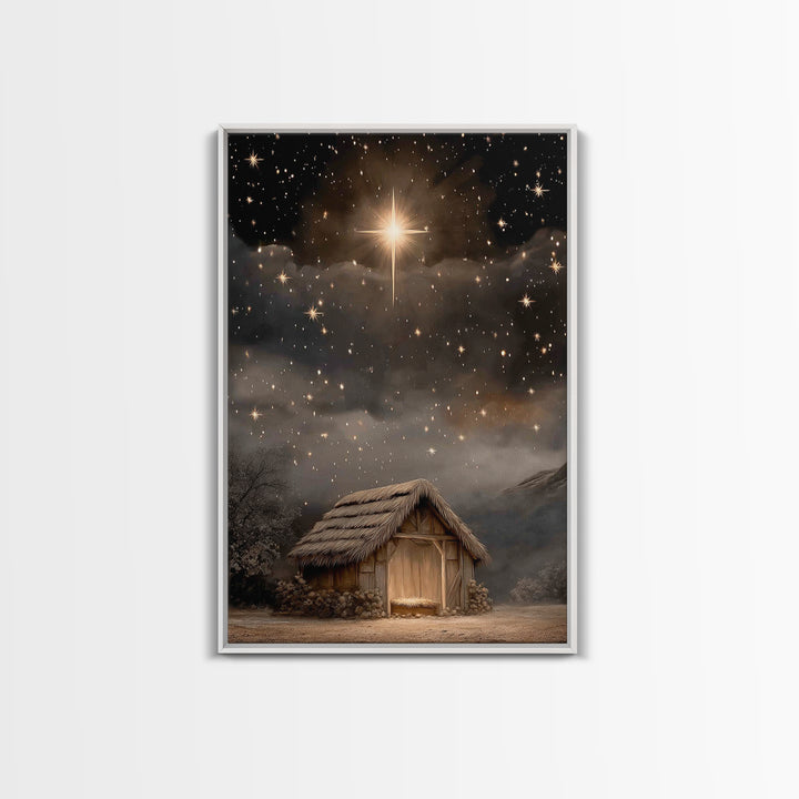 Holy Night Star, Framed Canvas Print, Christian Art Canvas, Christian Wall Art, Jesus Christmas Art, Christmas Art Prints, Christian Decor