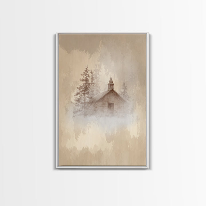Silent Church | Framed Canvas Print | Vintage Christmas Art | Christian Wall Art | Christian Art Print | Christmas Wall Art | Christian Dec