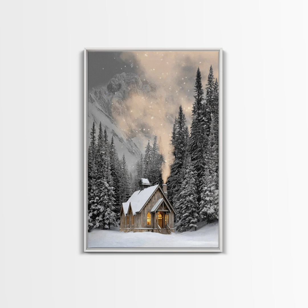 Winter Chapel Grace - Framed Canvas Print - Christian Wall Art - Christmas Wall Art - Christian Art Canvas - Christian Christmas Art