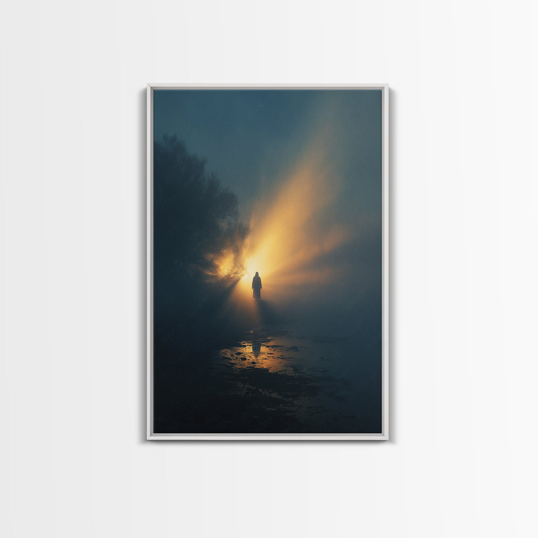 Light Of Hope | Framed Canvas Print | Jesus Painting | Christian Wall Art | Moody Christian Art | Christian Gift Ideas