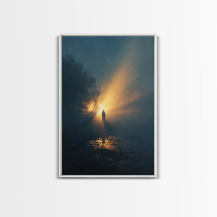 Light Of Hope | Framed Canvas Print | Jesus Painting | Christian Wall Art | Moody Christian Art | Christian Gift Ideas