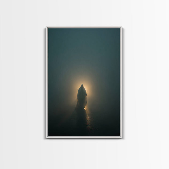 He Walks Near, Framed Canvas Print, Christian Art Print, Jesus Painting, Christian Wall Art, Minimalist Christian Art, Christian Decor