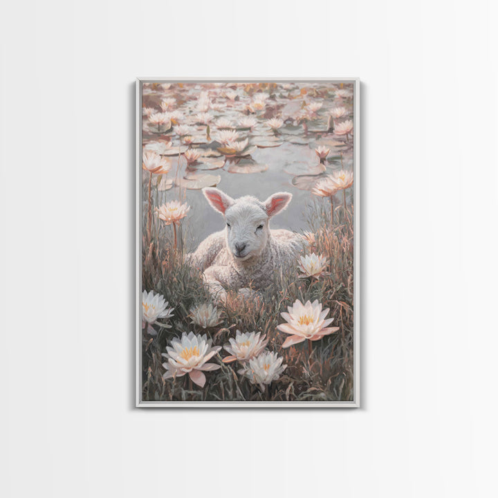 Lamb Of Peace – Framed Canvas Print – Christian Wall Art – Christian Art Canvas – Christian Gift Ideas – Minimalist Christian Art – Christi