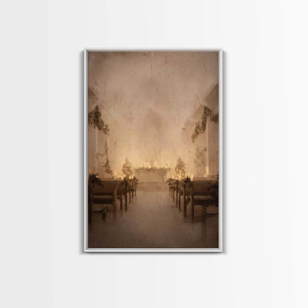 Midnight Sanctuary – Framed Canvas Print – Christian Wall Art – Christian Art Canvas – Christmas Art – Vintage Christian Art – Christian Ch