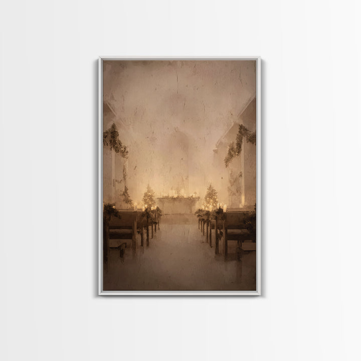 Midnight Sanctuary – Framed Canvas Print – Christian Wall Art – Christian Art Canvas – Christmas Art – Vintage Christian Art – Christian Ch