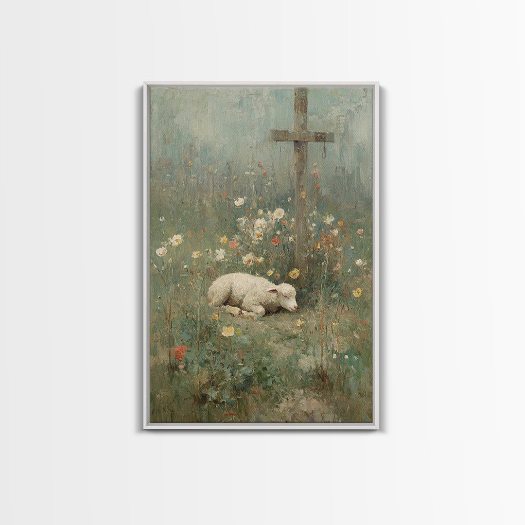 Sacred Meadow – Framed Canvas Print – Christian Wall Art – Vintage Christian Art – Christian Art Canvas – Christian Painting – Christian Gi