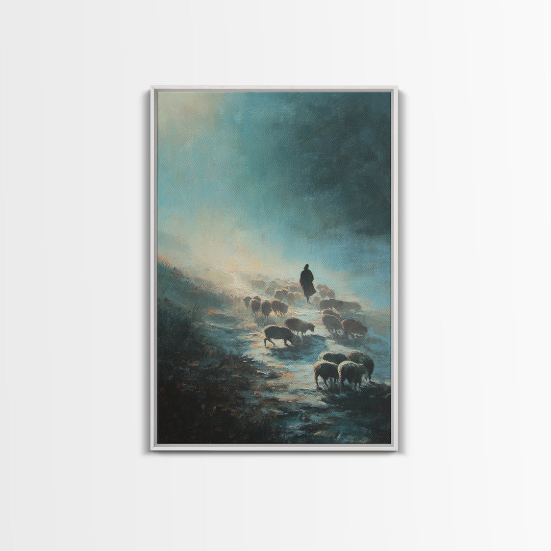 Soft Pasture Journey – Framed Canvas Print – Christian Wall Art – Christian Art Canvas – Pastoral Scenery – Subtle Christian Art