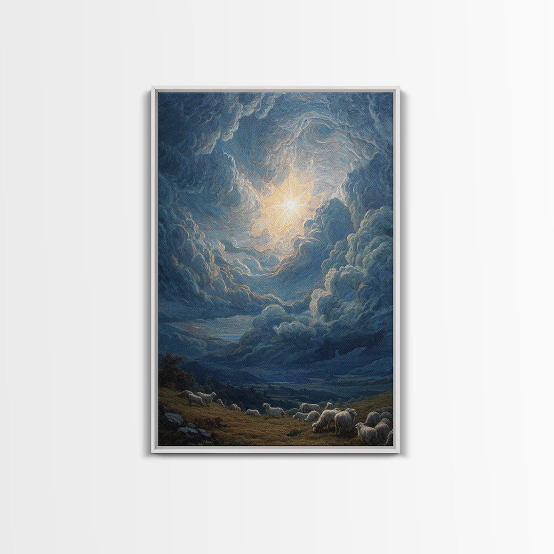 Starry Glory Sky | Framed Canvas Print | Christian Wall Art | Christmas Art | Christian Art Canvas | Christian Christmas Art