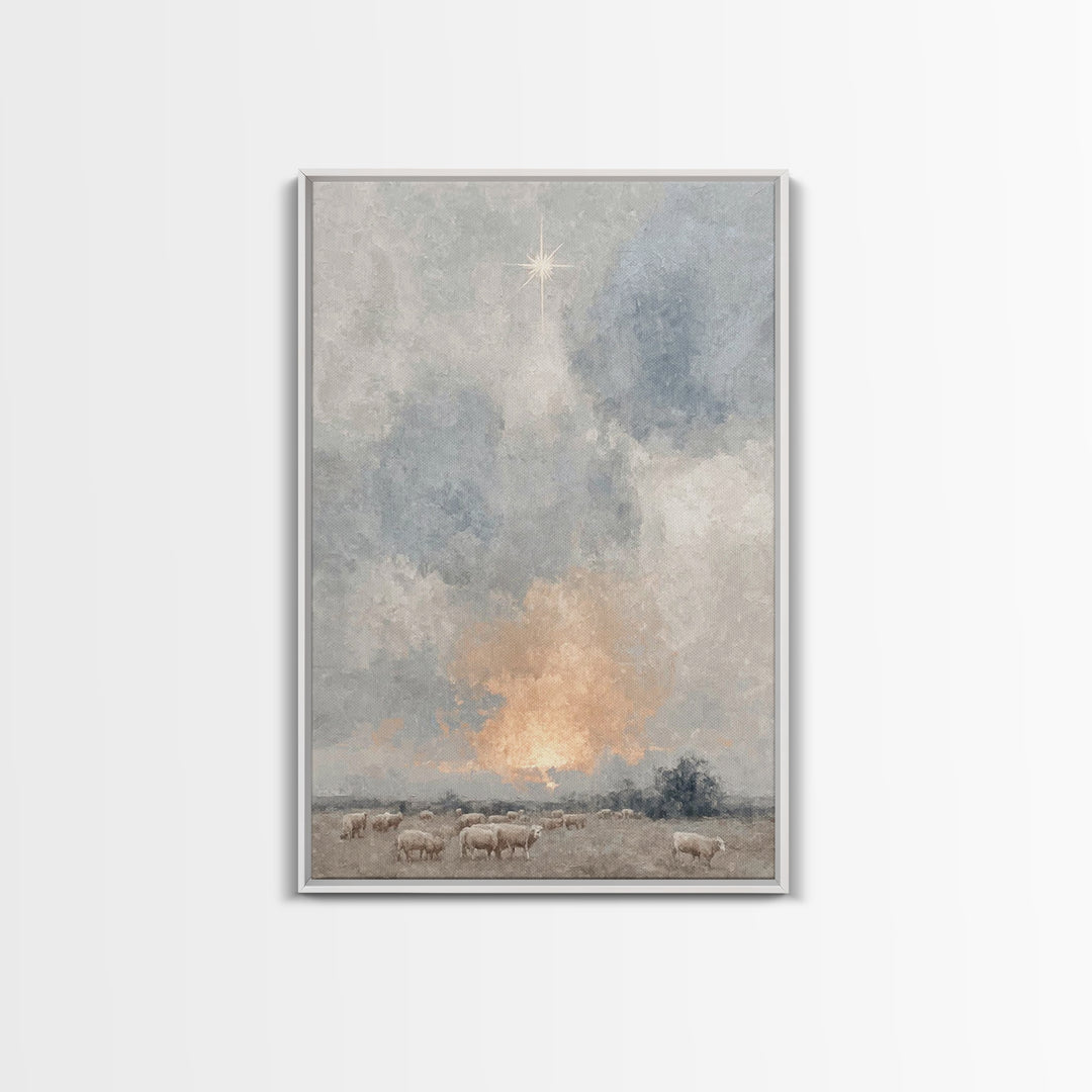 Dawn Star Wonder – Framed Canvas Print – Christmas Art – Christian Wall Art – Christian Art Canvas – Subtle Christian Art
