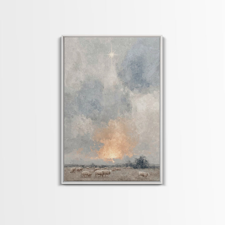 Dawn Star Wonder – Framed Canvas Print – Christmas Art – Christian Wall Art – Christian Art Canvas – Subtle Christian Art