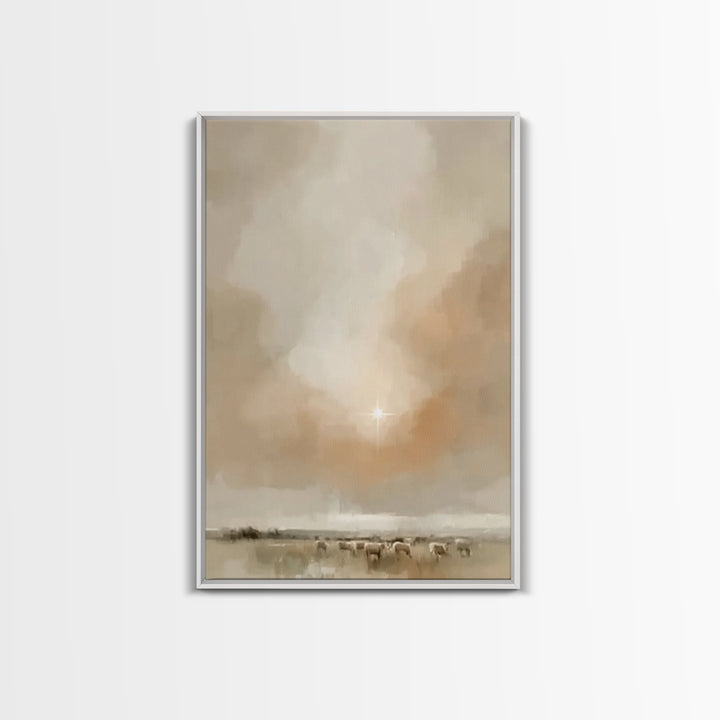 Soft Star Morning | Framed Canvas Print | Christian Christmas Art | Christmas Art | Christian Art Canvas | Minimalist Christian Art